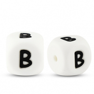 Letter beads silicone B White-black