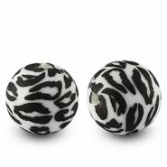 silicone beads 15mm leopard White-black