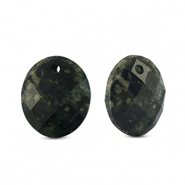 Natural stone charms Glass oval Black-Grey