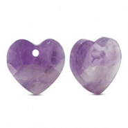 Natural stone charms Amethist heart Purple-Yellow