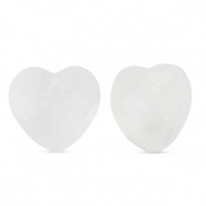 Natural stone charms Glass heart White