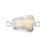 Freshwater pearls connector asymmetric Silver-Taupe