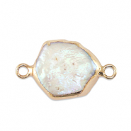 BQ Freshwater pearls connector hexagon Gold-Natural White