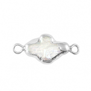 Freshwater pearls connector cross Silver-Natural White