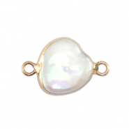 BQ Freshwater pearls connector round Gold-Natural White