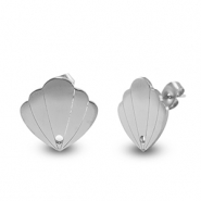 Stainless steel earrings shell Silver
