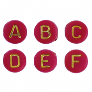 Acrylic letter beads mix Red-Gold
