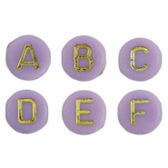 Acrylic letter beads mix Purple-Gold