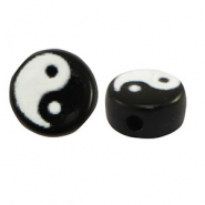 Acrylic letter beads Yin & Yang Black-White