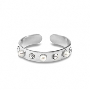 Stainless steel rings pearls Silver