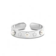 Stainless steel rings pearls Silver
