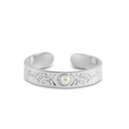 Stainless steel rings pearls Silver