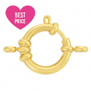Stainless Steel findings bolt ring clasp 14mm with loops Gold