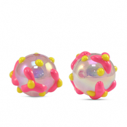 Acrylic beads dots Pink-yellow
