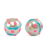 Acrylic beads dots Pearl-blue pink