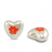 Acrylic beads heart Pearl-white