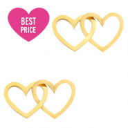Stainless steel charms/connector double heart Gold