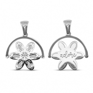 Stainless steel charms rotate flower Silver