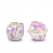 Acrylic beads dots Transparent purple-pink