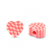 Polymer beads heart Pink-White