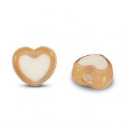 Acrylic beads heart Brown-white