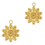 Stainless steel charms sunflower Gold