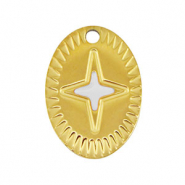 Stainless steel charms oval star Gold-White