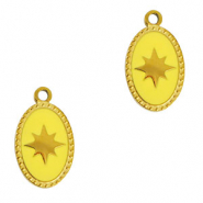 Stainless steel charms oval sun Gold-Yellow