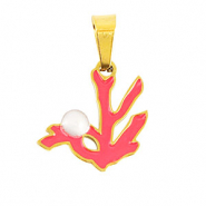 Stainless steel charms coral Gold-Rose Red