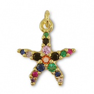 Brass TQ metal charms starfish Gold-Multicolor