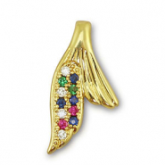 Brass TQ metal charms fin Gold-Multicolor