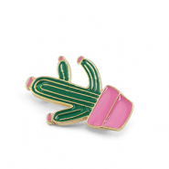 Brooches cactus Green-Pink-Gold