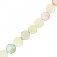 Shell beads flat round Multicolour Pastel