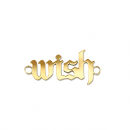 Stainless steel charms connector ''wish'' Gold
