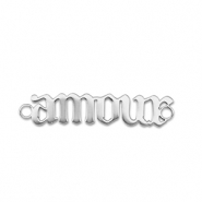 Stainless steel charms connector ''amour'' Silver