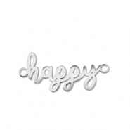 Stainless steel charms connector ''happy'' Silver