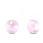 Crystal glass charms round Light Pink
