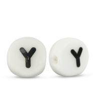Letter beads ceramic Y White-Black