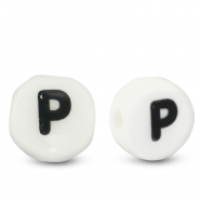 Letter beads ceramic P White-Black