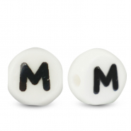 Letter beads ceramic M White-Black