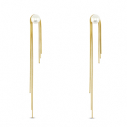 Stainless steel earrings / earpins with imitation pearls Gold