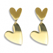 Stainless steel earrings / earpins heart Gold