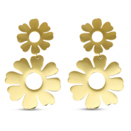 Stainless steel earrings / earpins flower Gold