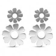 Stainless steel earrings / earpins flower Silver