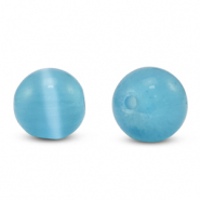 6 mm glass beads Cat's eye Sky Blue