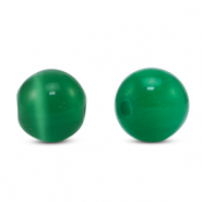 6 mm glass beads Cat's eye Dark Green