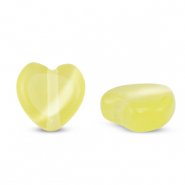 Glass beads Cat's eye heart Yellow