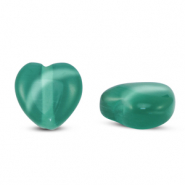 Glass beads Cat's eye heart Dark Green