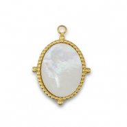 Stainless steel charm shell oval Gold-White (natural colour)
