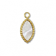 Stainless steel charm shell oval Gold-White (natural colour)